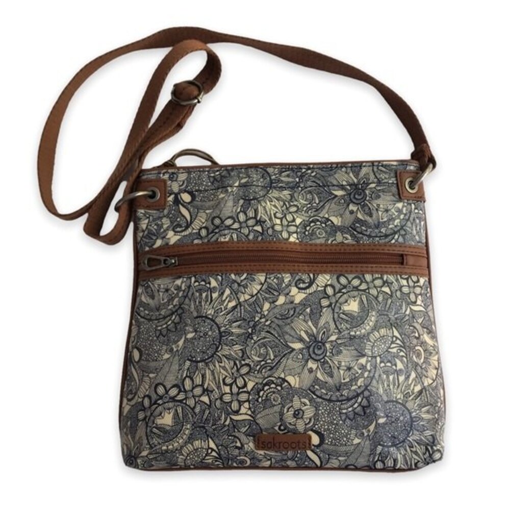 Sakroots Navy Blue Spirit Desert Floral Crossbody Trip Pouch Adjustable Strap
